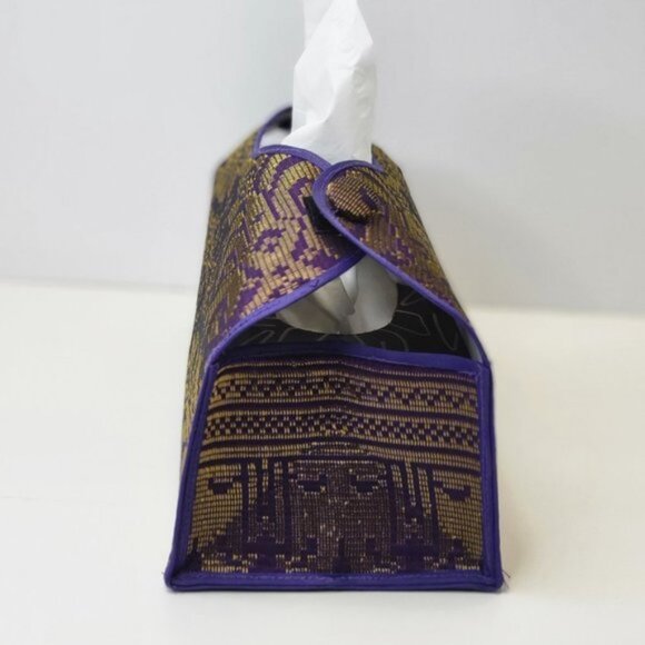 Unique Home decor Accents Purple and Gold Songket Tissue Box Holder - Picture 5 of 10